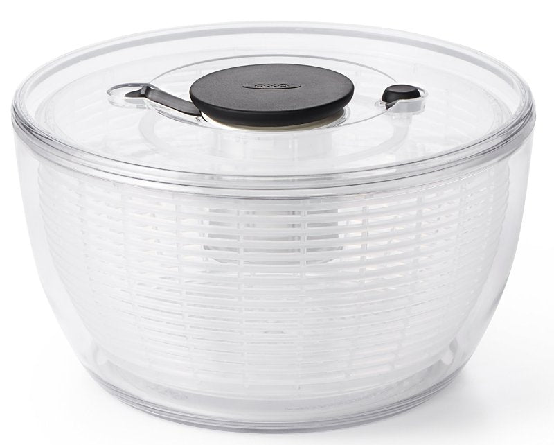 Oxo 32480 Salad Spinner, 4.95 qt Basket, 6.22 qt Bowl, 10-1/2 in Dia, 10-1/2 in W, 6 in H, Plastic, White