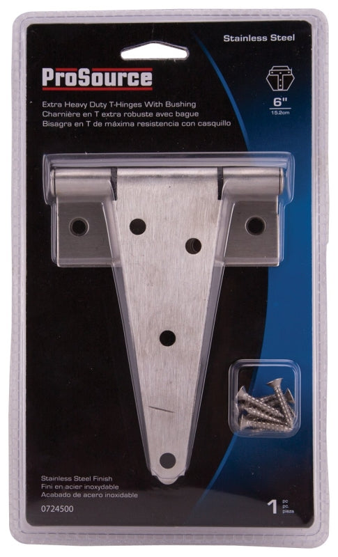 ProSource HTH-S06-C1PS T-Hinge, Stainless Steel, Brushed Stainless Steel, Fixed Pin, 180 deg Range of Motion