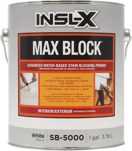 Insl-X Max Block SB5000099-01 Advanced Stain Blocking Primer, Gloss, White, 1 gal, Pack of 4