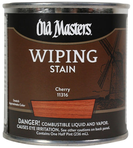 Old Masters 11316 Wiping Stain, Cherry, Liquid, 0.5 pt, Can