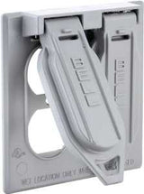 Hubbell 5148-0 Cover, 1-13/32 in Dia, 4-17/32 in W, 2-Gang, Aluminum, Gray, Powder-Coated