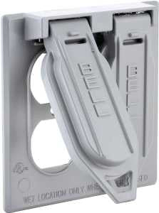 Hubbell 5148-0 Cover, 1-13/32 in Dia, 4-17/32 in W, 2-Gang, Aluminum, Gray, Powder-Coated