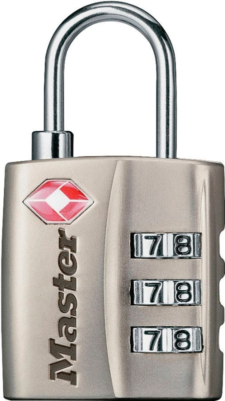 Master Lock 4680DNKL Luggage Lock, Resettable Combination Key, 1/8 in Dia Shackle, 3/4 in H Shackle, Steel Shackle