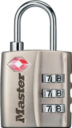 Master Lock 4680DNKL Luggage Lock, Resettable Combination Key, 1/8 in Dia Shackle, 3/4 in H Shackle, Steel Shackle
