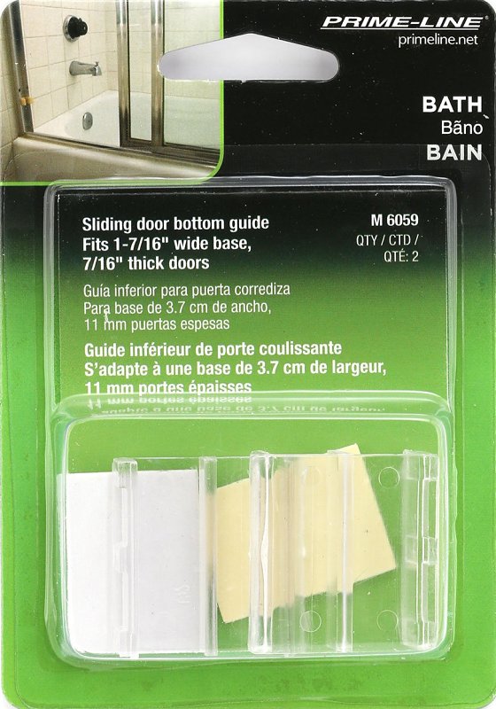 Prime-Line M 6059 Bottom Guide, Sliding, Plastic, Clear, For: Shower/Tub Enclosure Doors and Multiple Doors