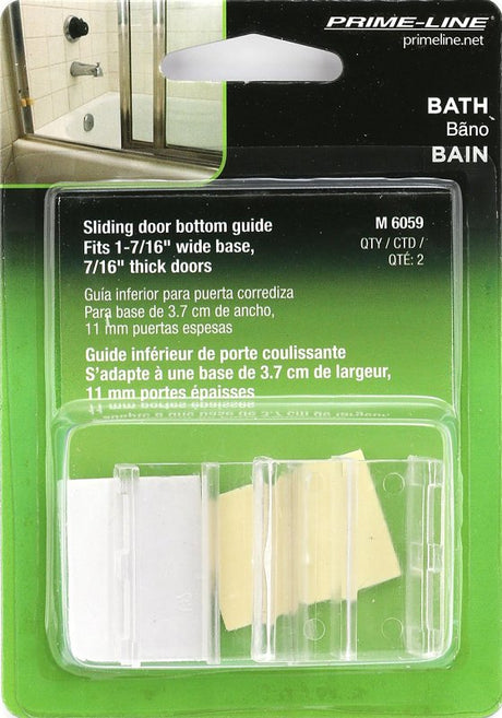 Prime-Line M 6059 Bottom Guide, Sliding, Plastic, Clear, For: Shower/Tub Enclosure Doors and Multiple Doors