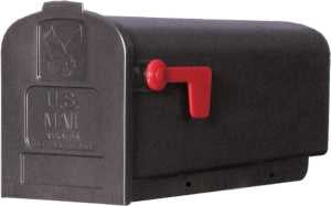 Gibraltar Mailboxes Parson PL10B0201 Series Rural Mailbox, Black, 875 cu-in Capacity, Plastic, 7.9 in W, 19.4 in D