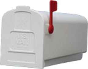 Gibraltar Mailboxes Parson PL10W0201 Series Rural Mailbox, White, 875 cu-in Capacity, Plastic, 7.9 in W, 19.4 in D