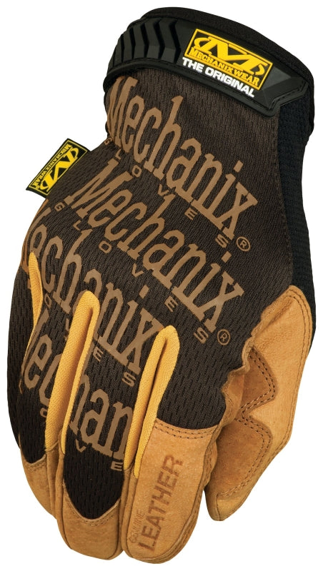 Mechanix Wear Durahide Series LMG-75-011 Mechanic Gloves, XL, Wing Thumb, Hook-and-Loop Cuff, Leather, Tan