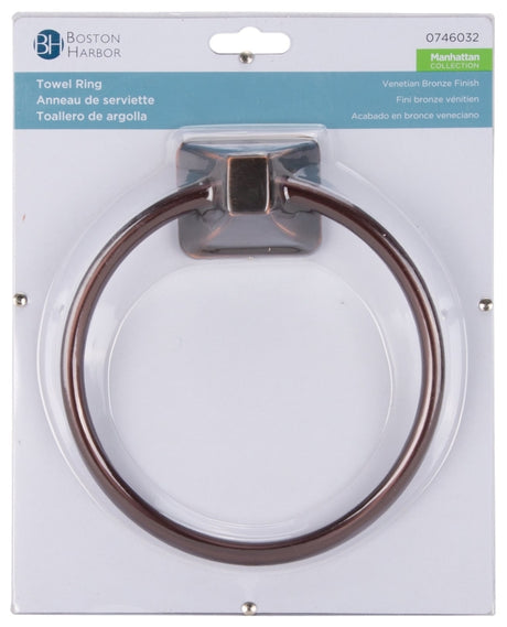 Boston Harbor 3660-35-07-SOU Towel Ring, 5-7/8 in Dia Ring, Wall