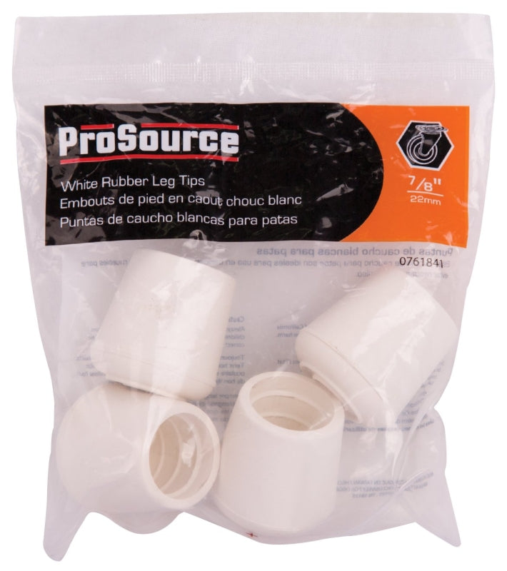 ProSource FE-50644-B Furniture Leg Tip, Round, Rubber, White, 7/8 in Dia, 1.4 in H, Pack of 16