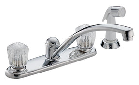 Delta Classic Series 2402LF Kitchen Faucet with Side Sprayer, 1.8 gpm, 2-Faucet Handle, Brass, Chrome Plated