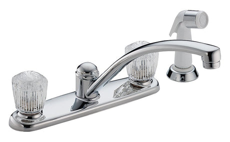 Delta Classic Series 2402LF Kitchen Faucet with Side Sprayer, 1.8 gpm, 2-Faucet Handle, Brass, Chrome Plated