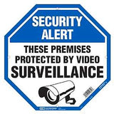 Hy-Ko OCT-100 Property Sign, Octagonal, SECURITY ALERT THESE PREMISES PROTECTED BY VIDEO SURVEILLANCE, White Background, Pack of 5