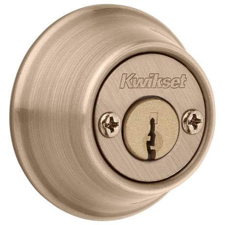 Kwikset Signature Series 780 Series 665 5 RCAL RCS/5303 Deadbolt, 3 Grade, Keyed Key, Zinc, Antique Brass, KW1 Keyway