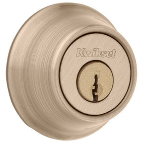 Kwikset 600 Series 665 5 RCAL RCS/5303 Deadbolt, 3 Grade, Keyed Key, Zinc, Antique Brass, 2-3/8 to 2-3/4 in Backse
