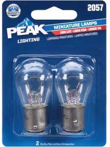 Peak 2057LL-BPP Miniature Automotive Bulb, 400 Lumens, 12.8 V, 27 W, Bayonet, Clear, Incandescent Lamp