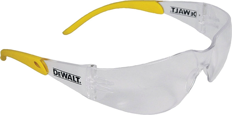 DEWALT DPG54-1C Safety Glasses, Polycarbonate Lens, Plastic Frame, Black/Yellow Frame