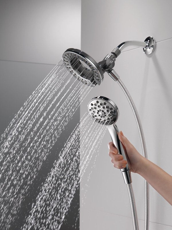 Peerless 76955C 2-in-1 Combo Shower Head, 1.75 gpm, 4-Spray Function, Chrome, 60 in L Hose, 5-15/16 in Dia