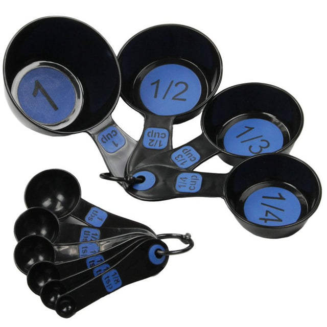 Chef Craft 42018 Measuring Cup and Spoon Set, Plastic, Blue