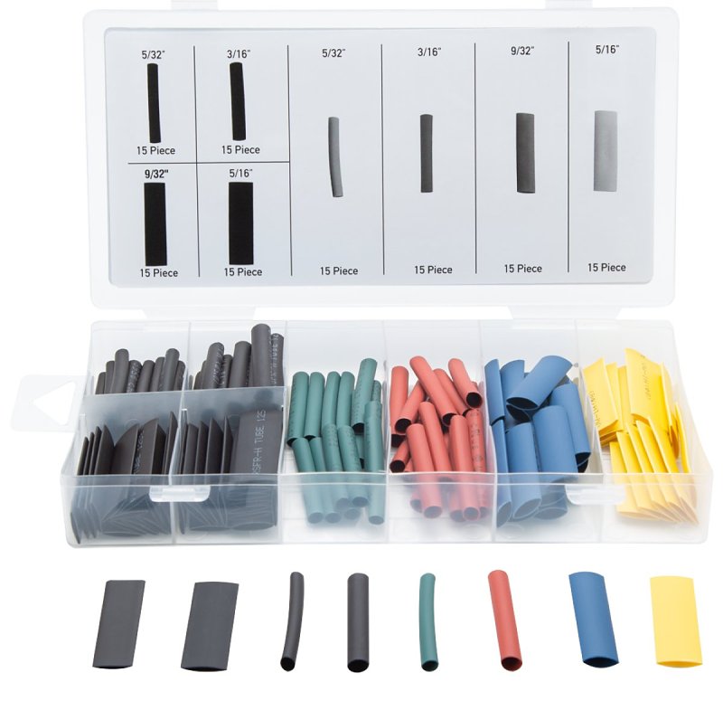 ProSource 60240 Heat Shrink Tubing Assortment, 5/32, 3/16, 9/32, 5/16 in Dia, 1-3/4 in L, Polyolefin