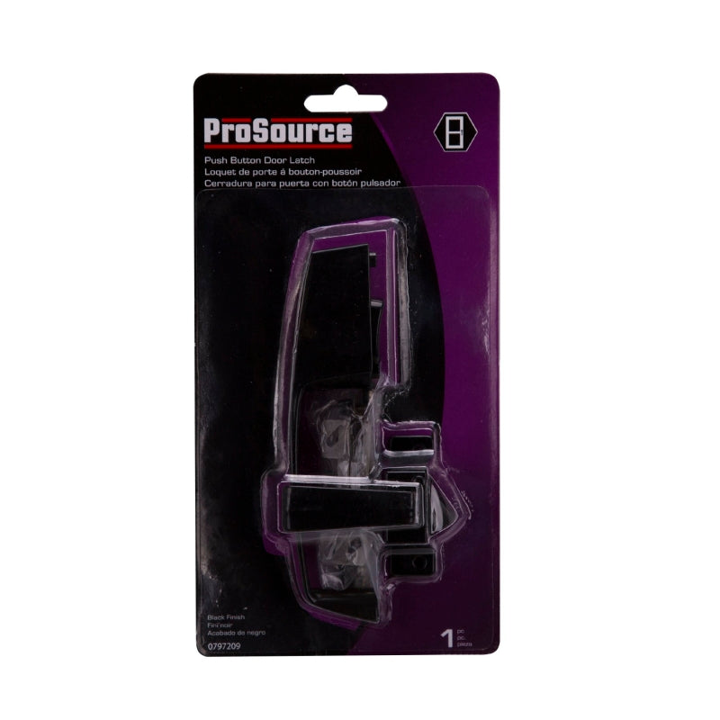ProSource 47020-U-PS Pushbutton Latch, Zinc, Black, 5/8 to 1-1/2 in Thick Door, 5/8 in Backset, 5-7/8 in Lever/Knob