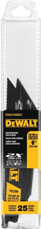 DEWALT DWA4186B25 Reciprocating Saw Blade, 1 in W, 6 in L, 14/18 TPI