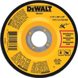 DEWALT DWA4531 Cut-Off Wheel, 4-1/2 in Dia, 0.045 in Thick, 7/8 in Arbor, Very Fine, Aluminum Oxide Abrasive