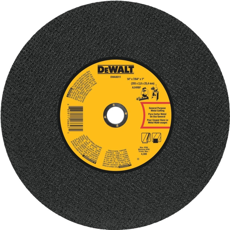 DEWALT DWA8011 Cutting Wheel, 14 in Dia, 7/65 in Thick, 1 in Arbor, Aluminum Oxide Abrasive