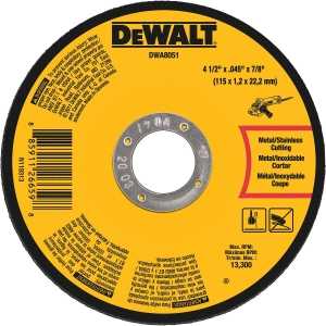 DEWALT DWA8051 Cutting Wheel, 4-1/2 in Dia, 0.45 in Thick, 7/8 in Arbor, Medium, Aluminum Oxide Abrasive, Pack of 25