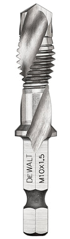 DEWALT IMPACT READY DWADTQTR10MM15 Tap and Drill Bit, 10 mm Dia, 3-Flute, Spiral Flute