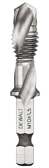 DEWALT IMPACT READY DWADTQTR10MM15 Tap and Drill Bit, 10 mm Dia, 3-Flute, Spiral Flute