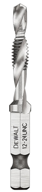 DEWALT IMPACT READY DWADTQTR1224 Tap and Drill Bit, 12 mm Dia, #12-24 Thread, UNC Thread, 3-Flute, Spiral Flute, HSS
