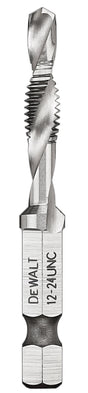 DEWALT IMPACT READY DWADTQTR1224 Tap and Drill Bit, 12 mm Dia, #12-24 Thread, UNC Thread, 3-Flute, Spiral Flute, HSS