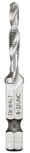 DEWALT IMPACT READY DWADTQTR832 Tap and Drill Bit, 8 mm Dia, 3-Flute, Spiral Flute, HSS, 2-5/32 in L