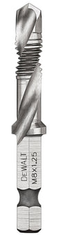 DEWALT IMPACT READY DWADTQTR8MM125 Tap and Drill Bit, 8 mm Dia, M8x1.25 Thread, Metric Thread, 1-1/4 in L Flute, HSS