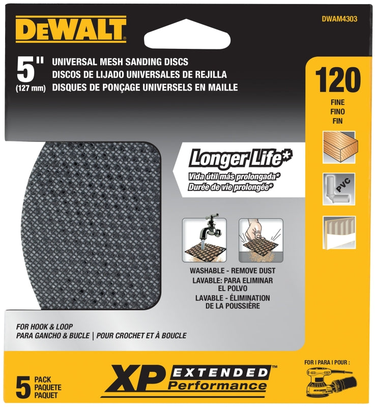 DEWALT DWAM4303 Sanding Disc, 5 in Dia, 120 Grit, Fine, Silicone Carbide Abrasive