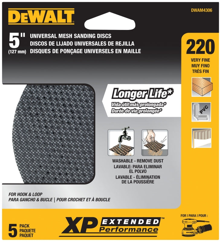 DEWALT DWAM4306 Sanding Disc, 5 in Dia, 220 Grit, Very Fine, Silicone Carbide Abrasive