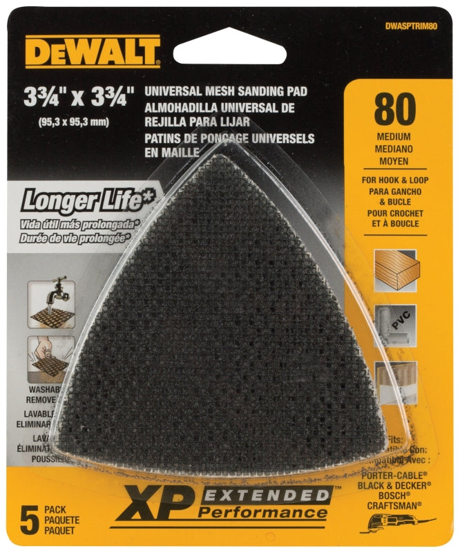 DEWALT DWASPTRIM80 Mesh Sandpaper, 80 Grit, Medium, Silicone Carbide Abrasive, 3-3/4 in L