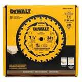 DEWALT DWA271424B10 Circular Saw Blade, 7-1/4 in Dia, 5/8 in Arbor, 24-Teeth, Carbide Cutting Edge, Pack of 10