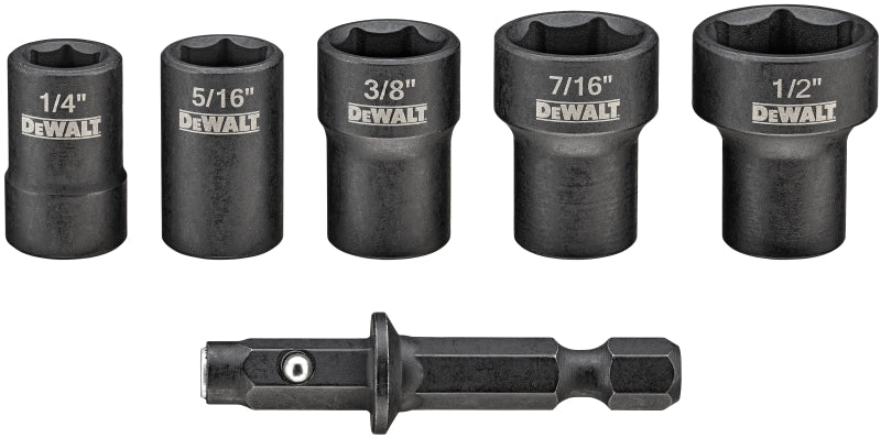 DEWALT DWADND-5 Nut Driver Set, 5-Piece, Steel, Black