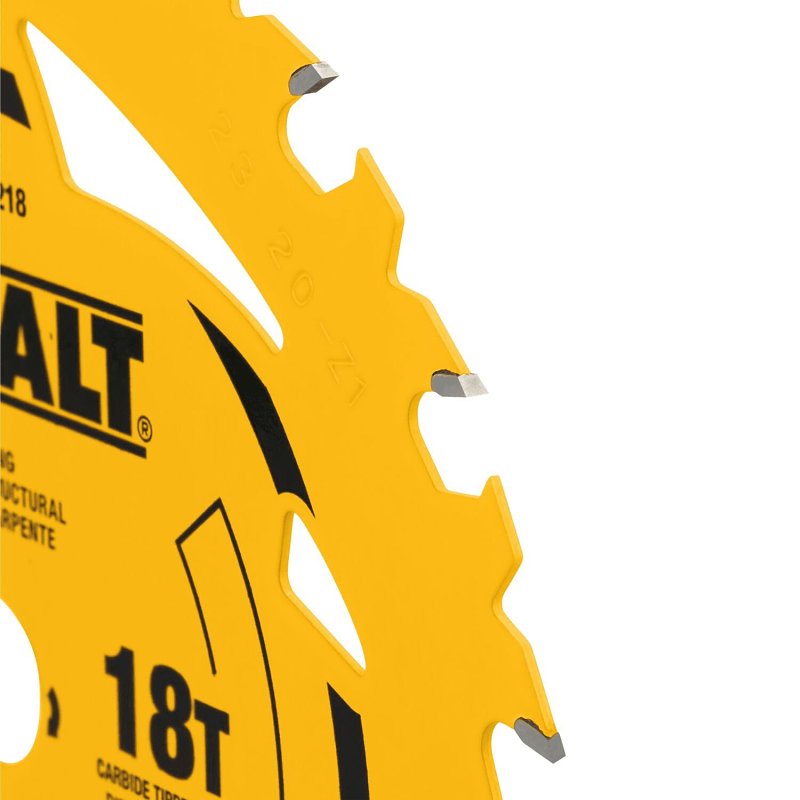 DEWALT DWA161218 Circular Saw Blade, 6-1/2 in Dia, 5/8 in Arbor, 18-Teeth, Tungsten Carbide Cutting Edge