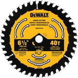 DEWALT DWA261240 Circular Saw Blade, 6-1/2 in Dia, 5/8 in Arbor, 40-Teeth, Tungsten Carbide Cutting Edge