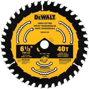 DEWALT DWA161240 Circular Saw Blade, 6-1/2 in Dia, 5/8 in Arbor, 40-Teeth