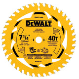 DEWALT DWA171440B10 Circular Saw Blade, 7-1/4 in Dia, 5/8 in Arbor, 40-Teeth, Tungsten Carbide Cutting Edge, Pack of 10