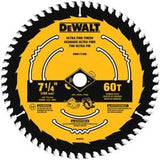 DEWALT DWA171460 Circular Saw Blade, 7-1/4 in Dia, 5/8 in Arbor, 60-Teeth, Tungsten Carbide Cutting Edge