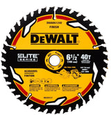 DEWALT ELITE Series DWAW61240 Circular Saw Blade, 6-1/2 in Dia, 5/8 in Arbor, 40-Teeth, Tungsten Carbide Cutting Edge