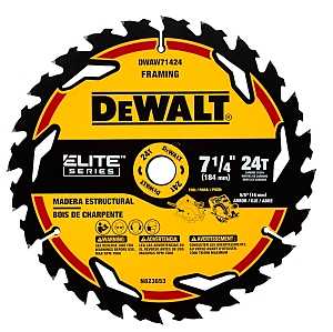 DEWALT ELITE Series DWAW71424B10 Circular Saw Blade, 7-1/4 in Dia, 5/8 in Arbor, 24-Teeth, 10/PK, Pack of 10