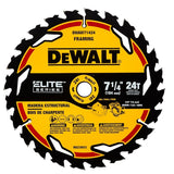 DEWALT ELITE Series DWAW71424B10 Circular Saw Blade, 7-1/4 in Dia, 5/8 in Arbor, 24-Teeth, 10/PK, Pack of 10