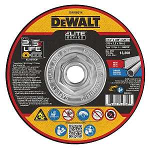 DEWALT ELITE Series DWA8951H Cutting Wheel, 4-1/2 in Dia, 0.045 in Thick, 5/8-11 Arbor, 46 Grit, Ceramic Abrasive